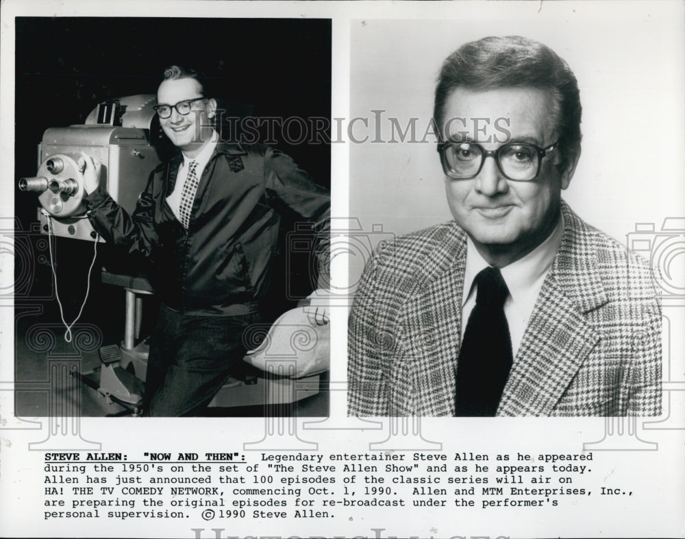 1990 Press Photo Steve Allen TV Show HA Comedy Network - Historic Images