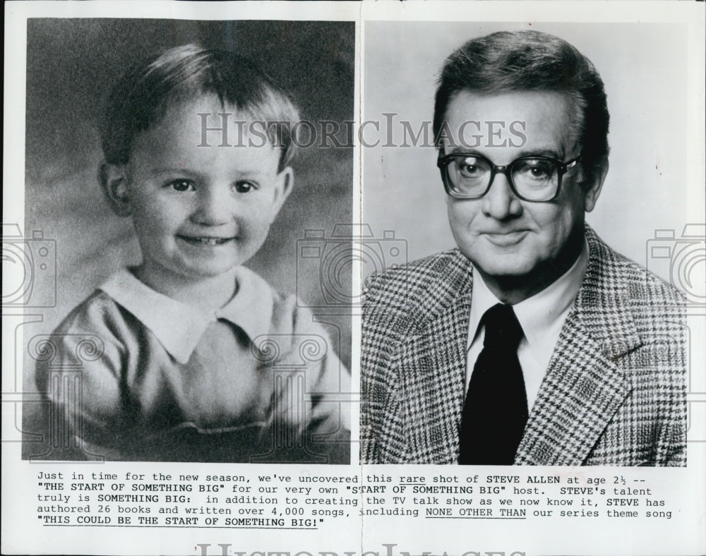 Press Photo Steve Allen and his photo when he was 21/2. - Historic Images