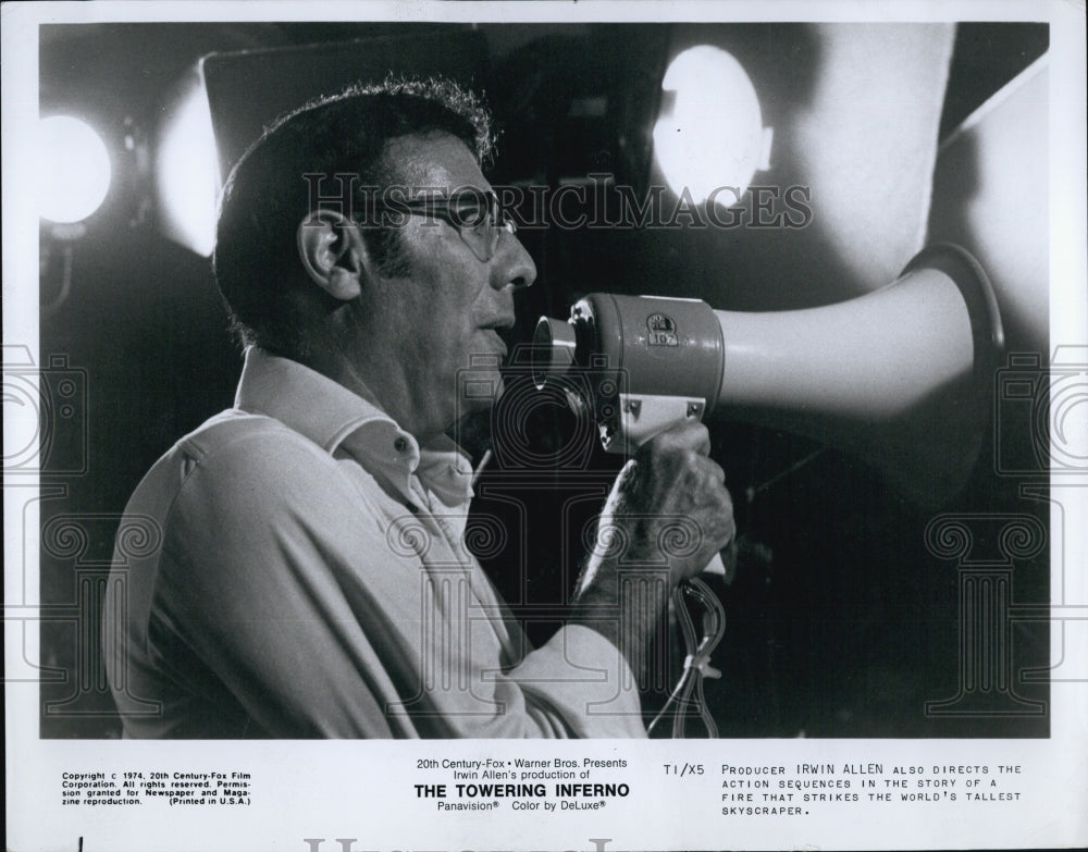 1975 Press Photo Producer Irwin Allen of &quot;The Towering Inferno&quot; - Historic Images