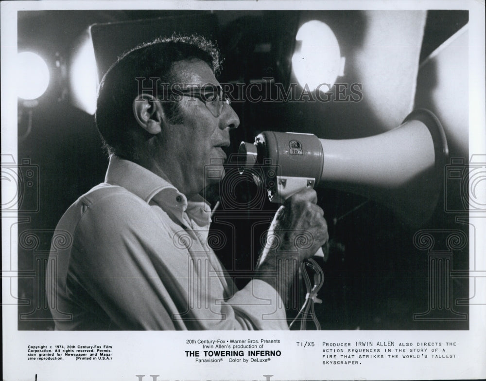 1975 Press Photo Producer Irwin Allen of "The Towering Inferno" - Historic Images