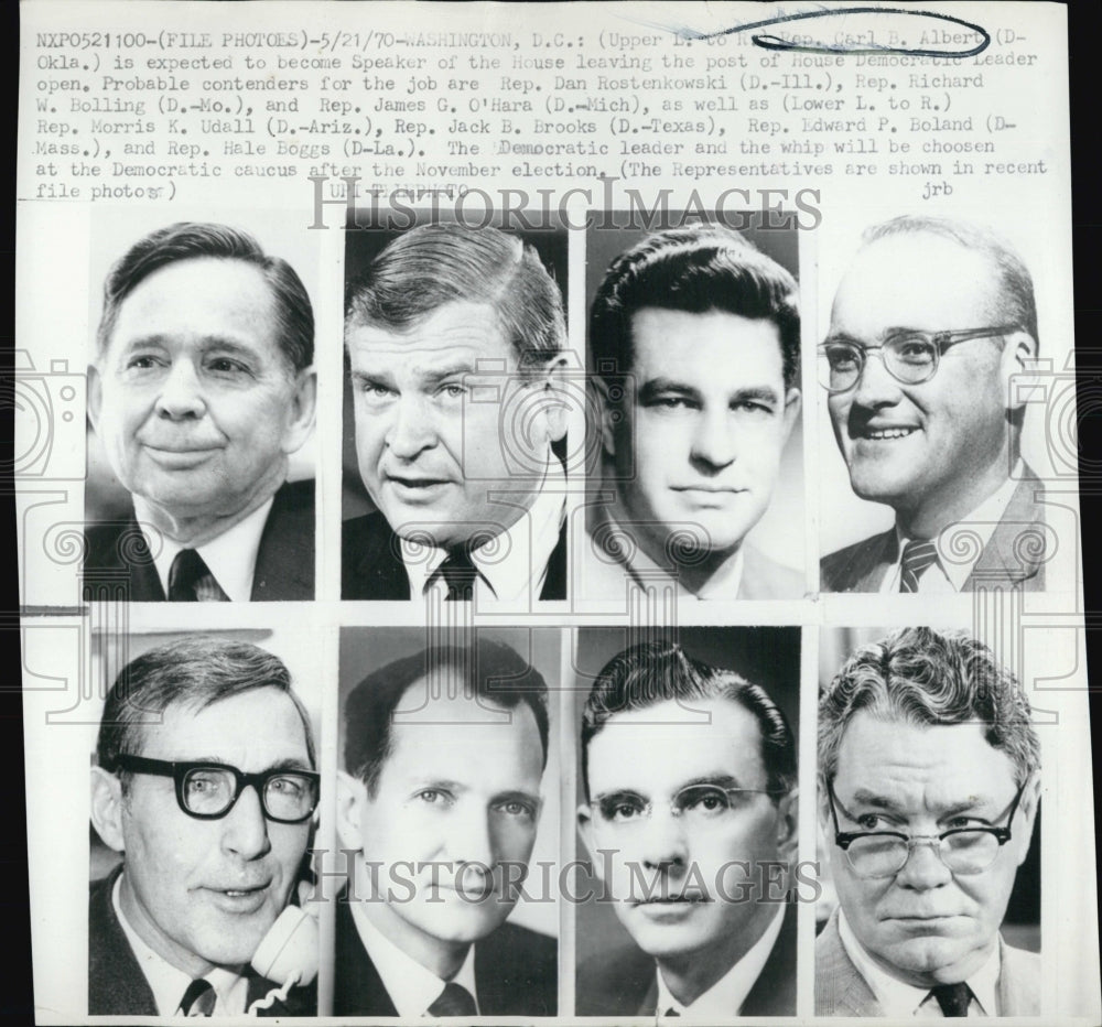 1970 Press Photo Rep. Carl Albert, Rep. Dan Rostenkowski, Rep. Richard Bolling - Historic Images