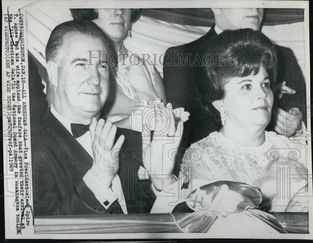 1969 Press Photo Vice Pres Elect Spiro T Agnew wife All American Gala - Historic Images