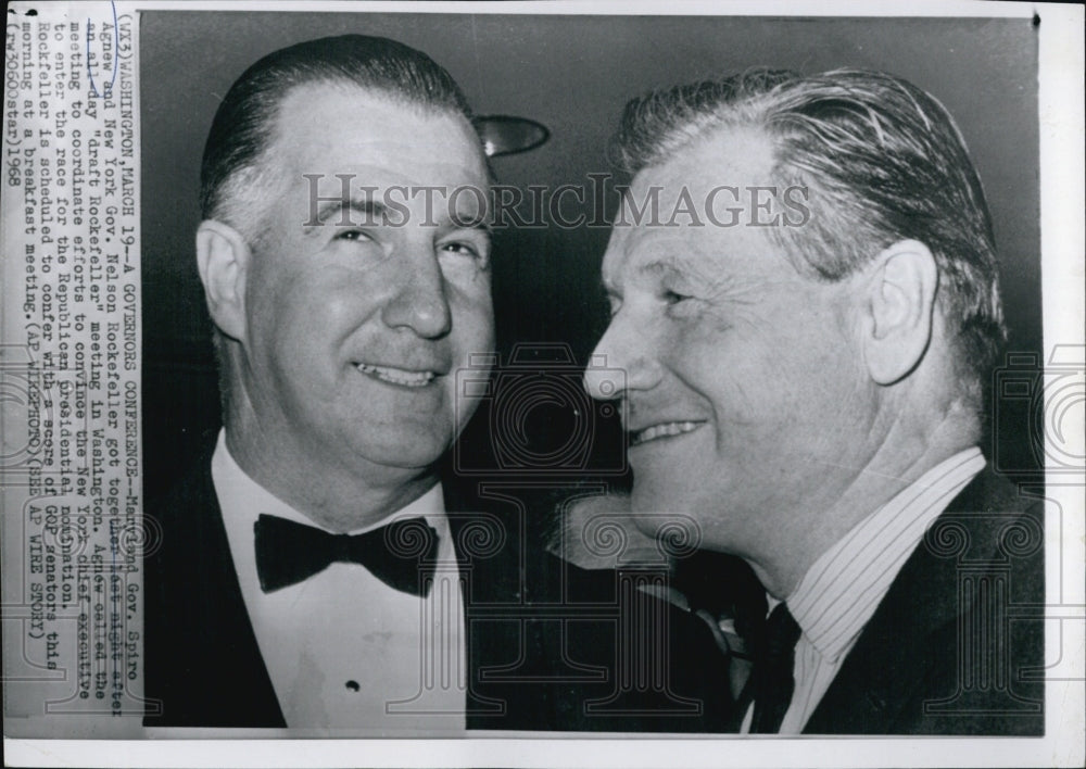 1968 Press Photo MD Gov Spiro T Agnew NY Gov Nelson Rockefeller - Historic Images