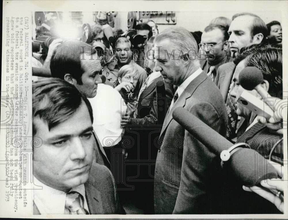 1973 Press Photo Spiro T Agnew federal tax evasion resigns from Vice President - Historic Images