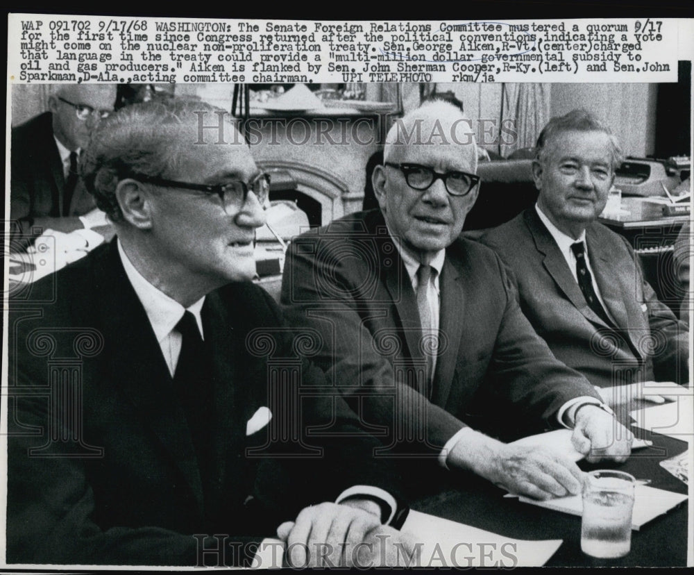 1968 Press Photo Senate Foreign Relations Committee Sen George Aiken - Historic Images