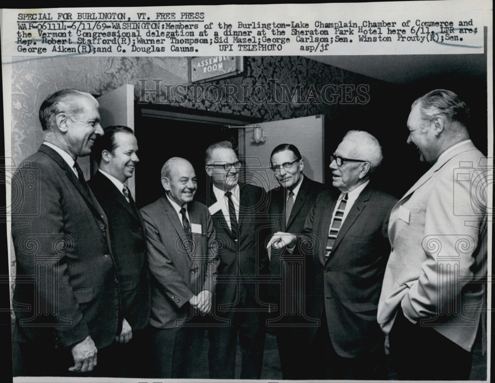 1969 Press Photo Rep Robert Stafford Warner Thompson Sid Mazel George Carlson - Historic Images