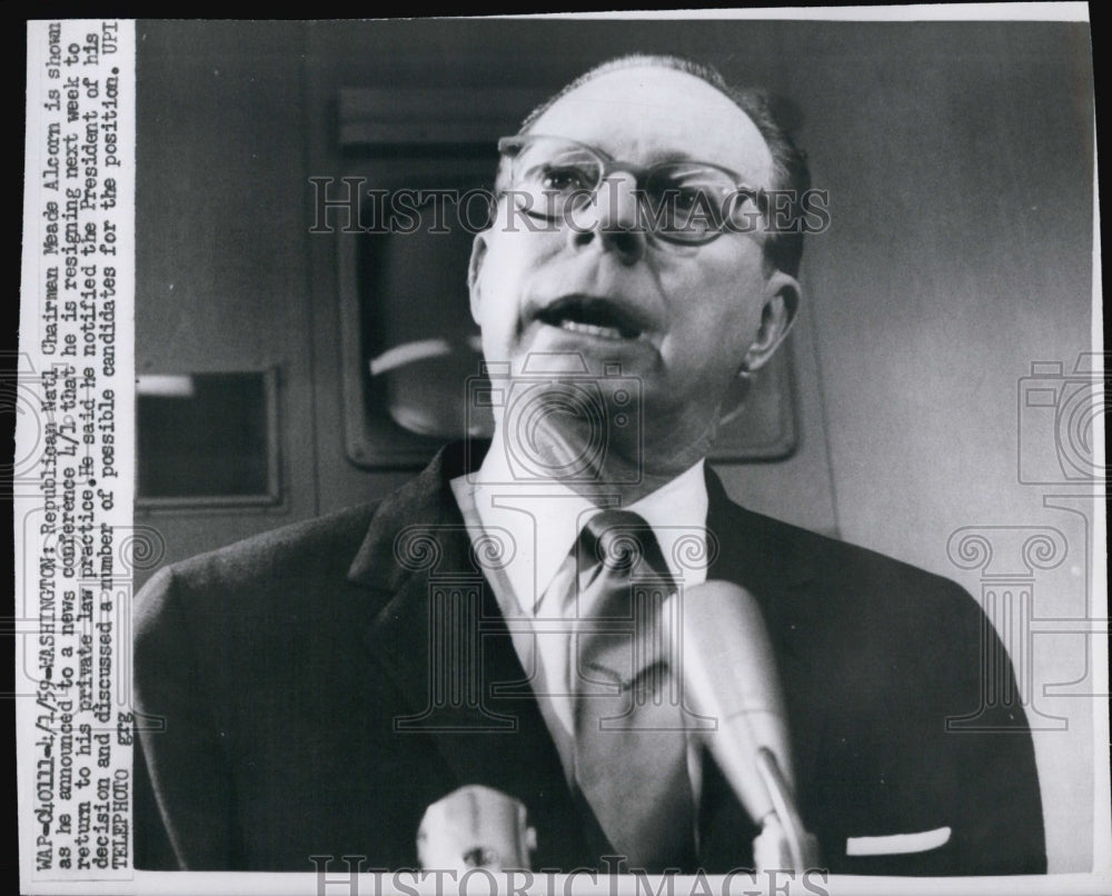 1959 Press Photo Press Conference of Republican Nat&#39;l Chairman Meade Alcorn - Historic Images