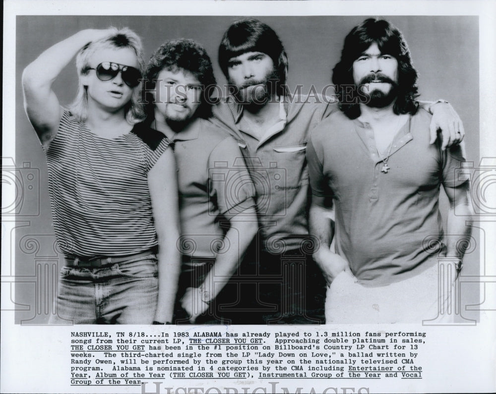 1983 Press Photo Alabama on "The Closer You Get Album" - Historic Images