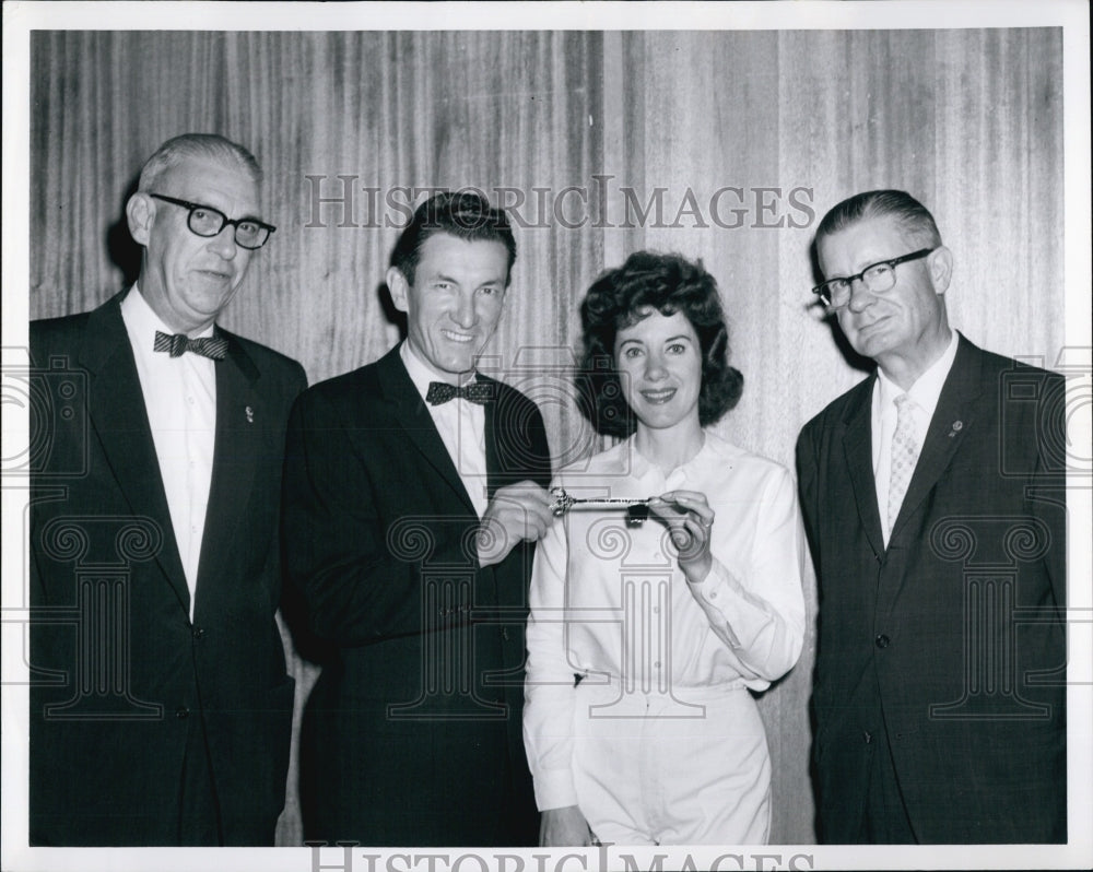 1963 Business Men Woman Key Ceremony - Historic Images