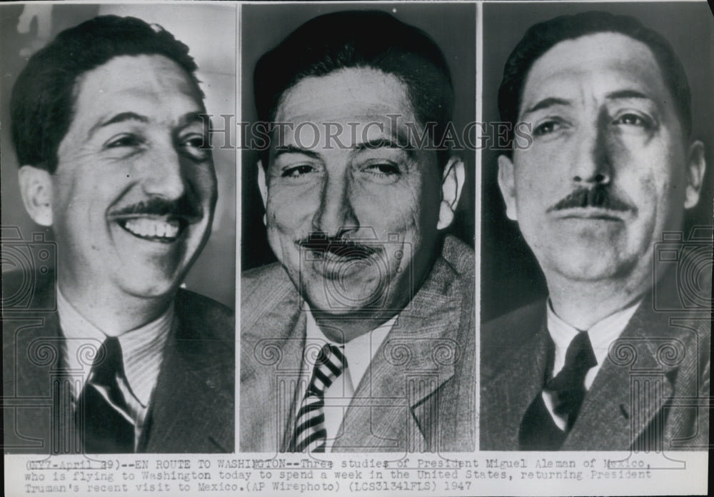 1947 Press Photo Mexican President Miguel Aleman - Historic Images