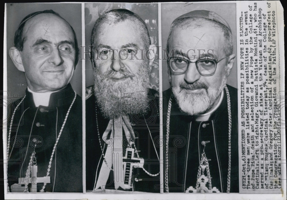 1958 Press Photo Mentioned As Possibilities If New Pope is Elected - Historic Images