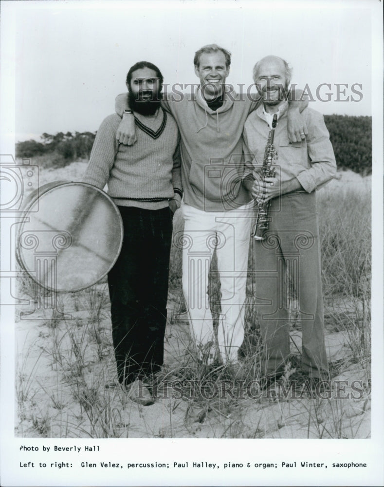 Press Photo Musicians Glen Velez, Paul Halley and Paul Winter. - Historic Images
