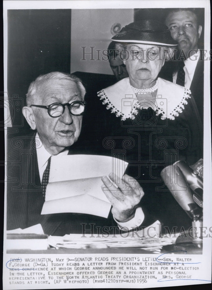 1956 Senator Walter F.George Reading President Eisenhower Letter-Historic Images