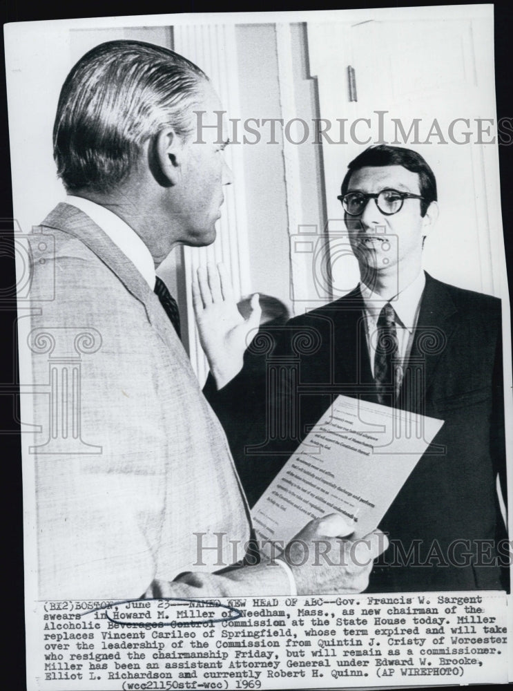 1969 Howard Miller, sworn to Gov.Francis W.Sargent as ABC Head.-Historic Images