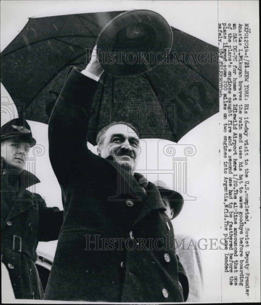 1959 Soviet Deputy Premier Anastas Mikoyan leaving Idlewild Airport-Historic Images