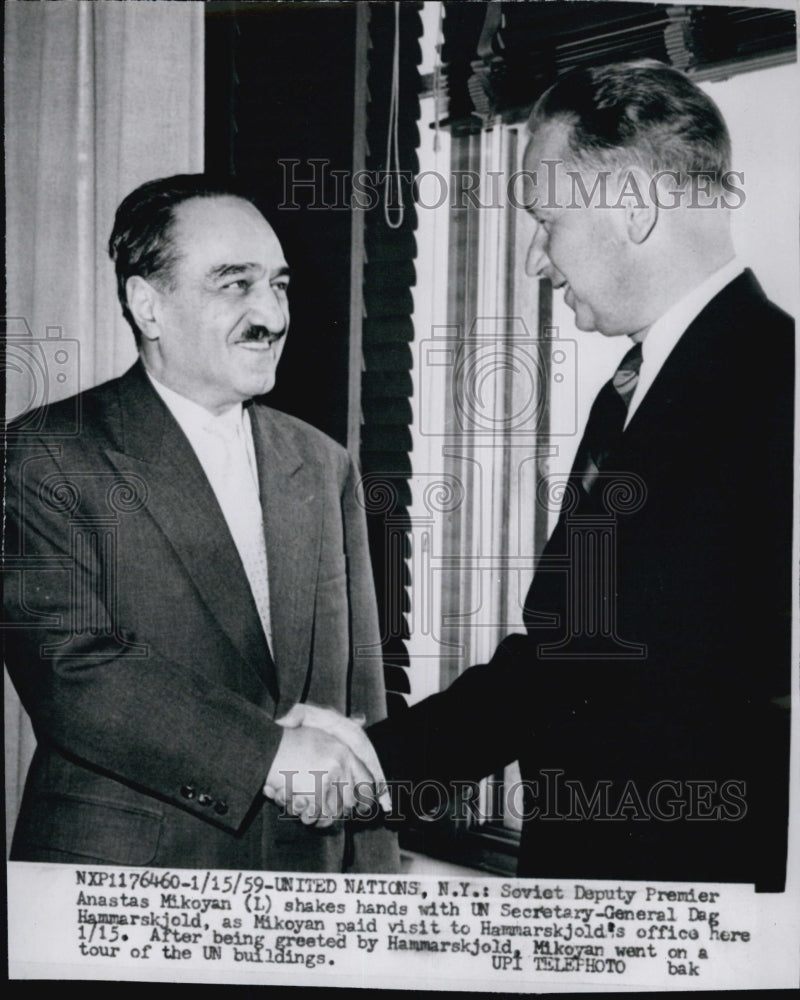 1959 Soviet Premier Anastas Mikoyan &amp; UN Secretary General Hammarskj-Historic Images