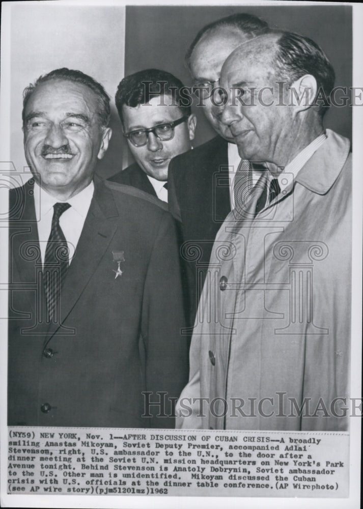 1962 Soviet Premier Anastas Mikoyan, Adail Stevenson US Amb to UN-Historic Images