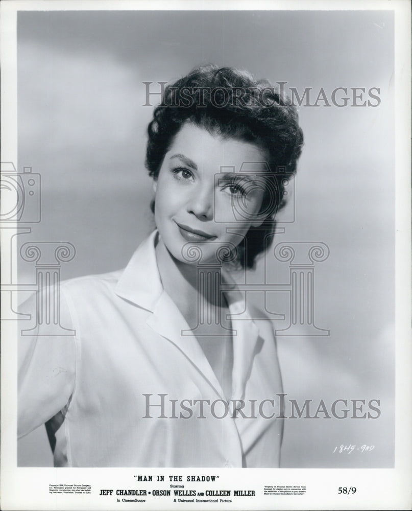 1958 Press Photo Actress Colleen Miller in &quot;Man in the Shadow&quot; - Historic Images