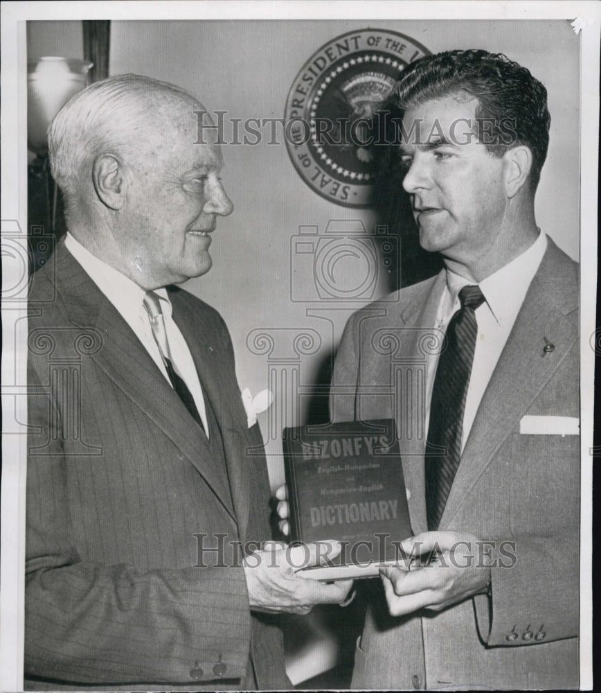 1956 Dan Daniel presented a dictionary to Tracy Voorchess.-Historic Images