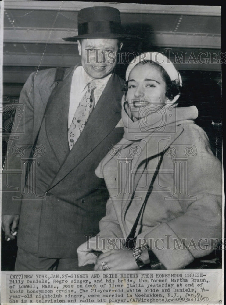 1950 Press Photo Singer Billy Daniels bride Martha Braun - Historic Images