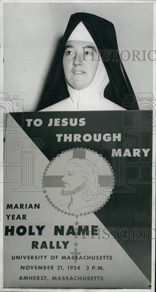 1954 Sister Maria Daniel Poster Design Men’s Marian Year Rally-Historic Images