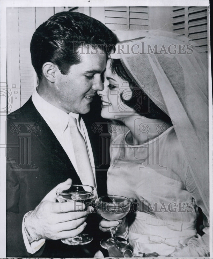 1962 John Ashley &amp; Deborah Walley at their wedding reception-Historic Images