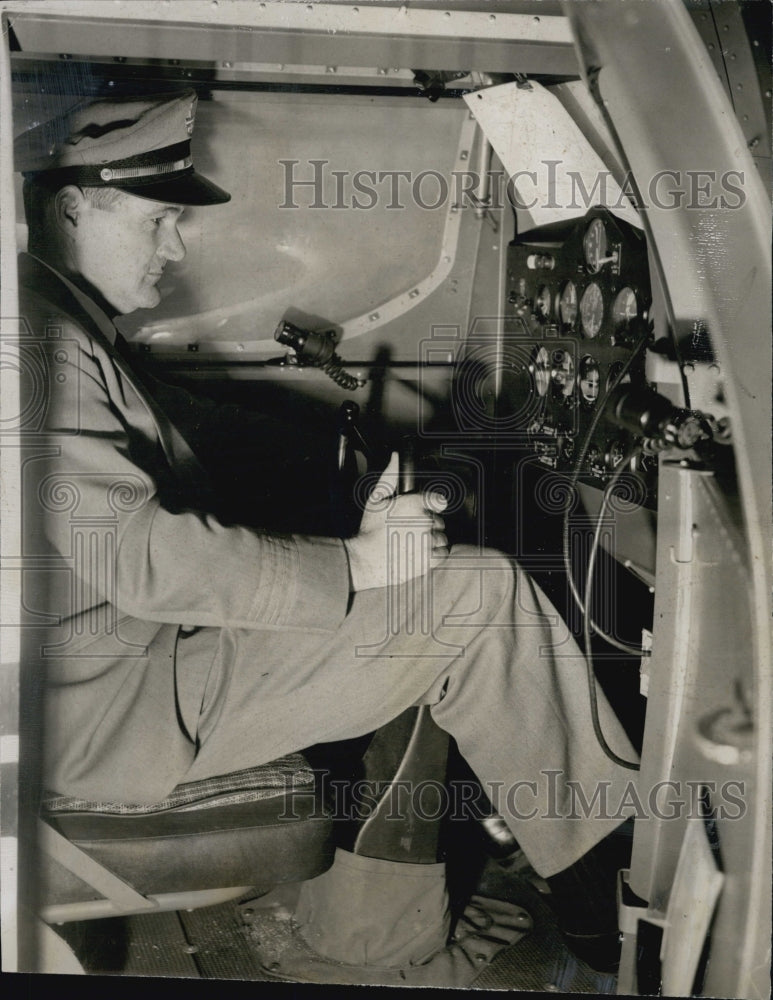 1958 co-pilot William E. Dickey gets a test flight at Logan Airport.-Historic Images