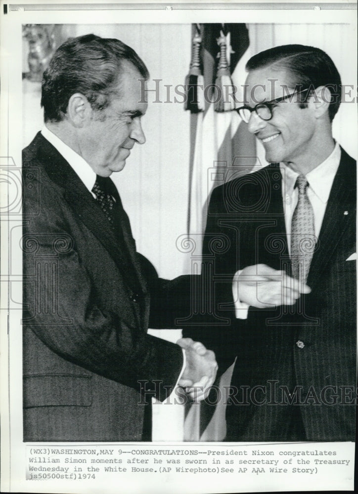 1974 President Richard Nixon William Simon Secretary Treasury-Historic Images