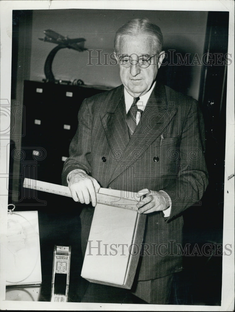 1942 Assistant Postmaster P.J. Connelly with Shoe Box to Ship-Historic Images