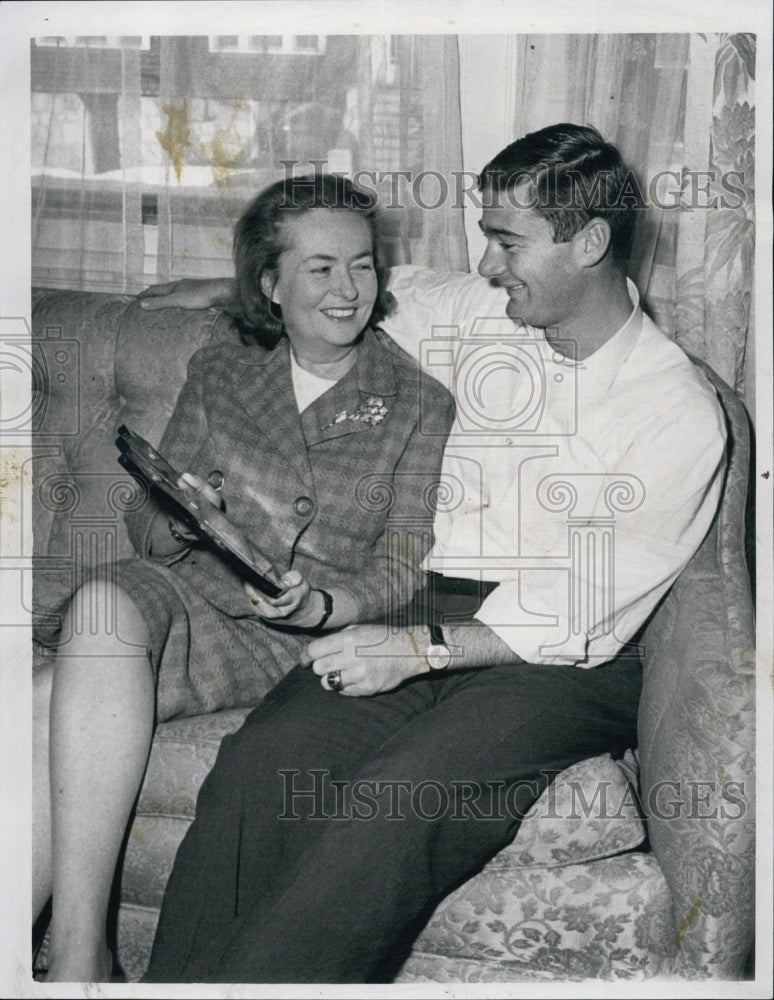 1968 Capt William Connelly with Aunt Shirley Tracy and Plaque Awarde-Historic Images