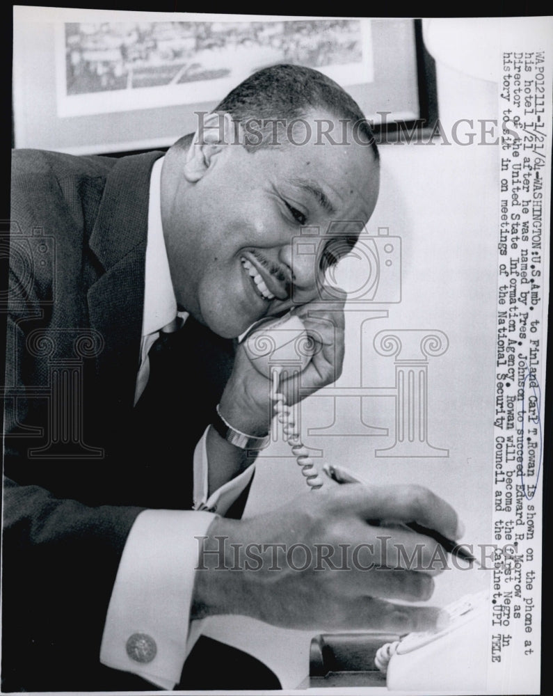 1954 US Ambassador to Finland Carl Rowan on the phone in his hotel-Historic Images