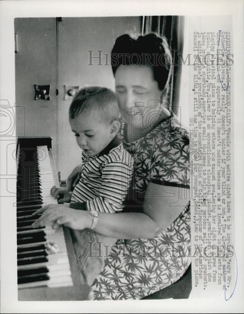 1966 Katherine Skiver Blind Advocate Son Grant Piano-Historic Images