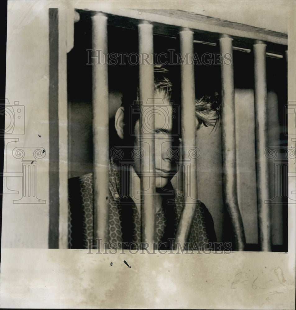 1959 Daniel Swiatkowski, behind bars charged for homicide.-Historic Images