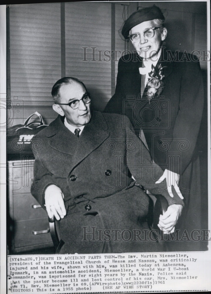 1955 Rev. Martin Niemoller, Pres. of Evangelical Church with wife.-Historic Images