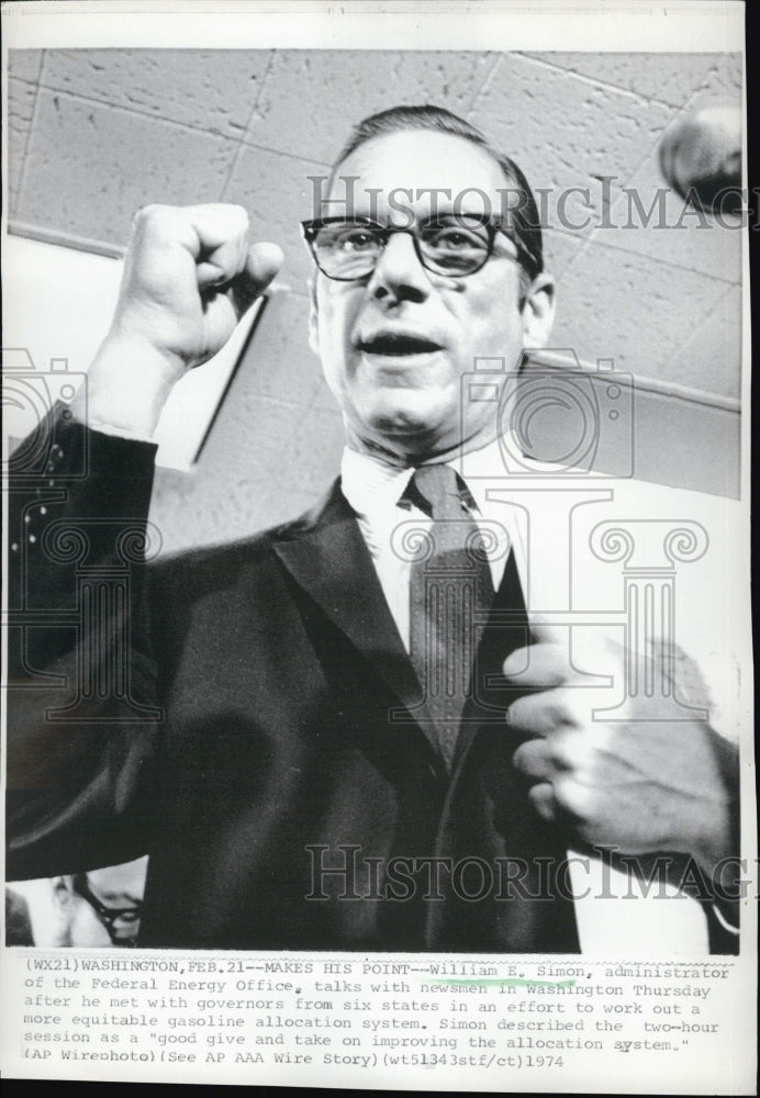 1974 William Simon of the Federal Energy Office in Washington-Historic Images