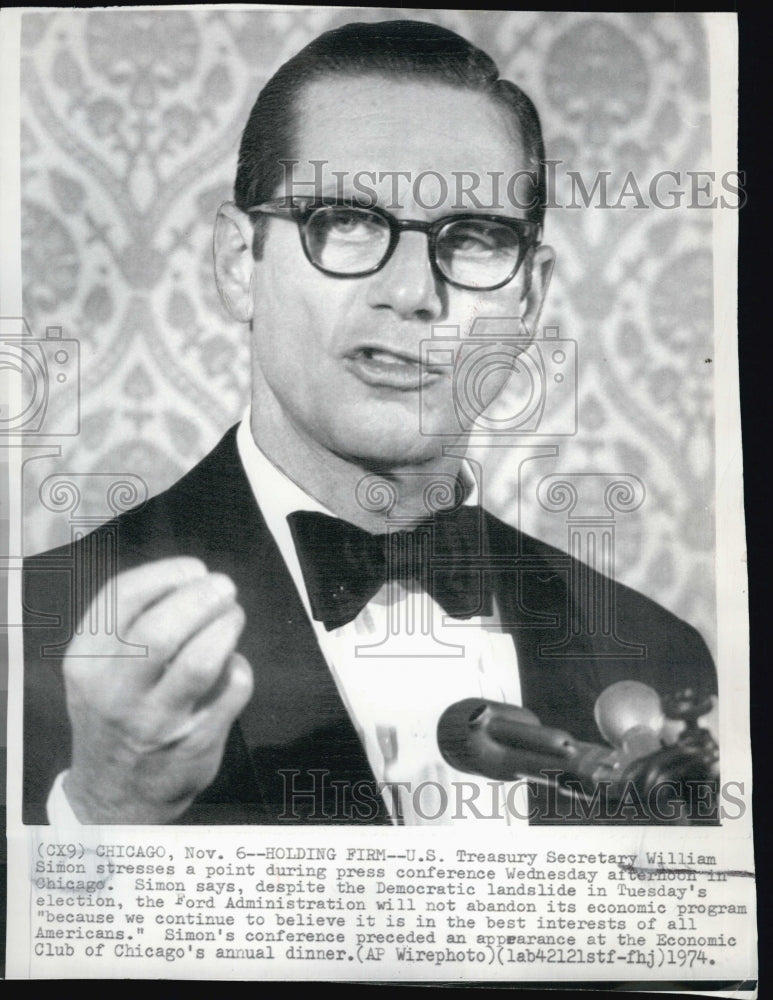 1974 William Simon, U.S. Secretary of the Treasury in Chicago-Historic Images