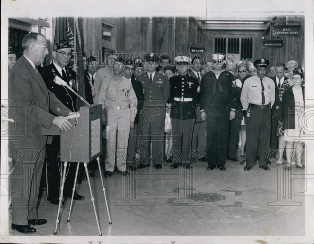 1969 Senate Pres.Maurice Donahue speaks at Memorial Day Postal.-Historic Images