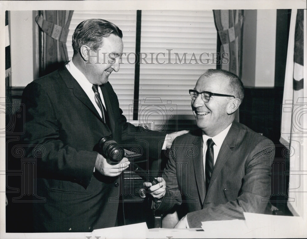 1964 Sen. Maurice Donahue holds the gavel from John Powers.-Historic Images