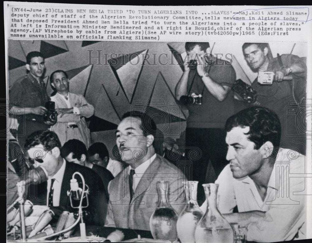 1965 Press Photo Maj Kait Ahemed Slimane,deputy chief of staff of Algerian Revl - Historic Images