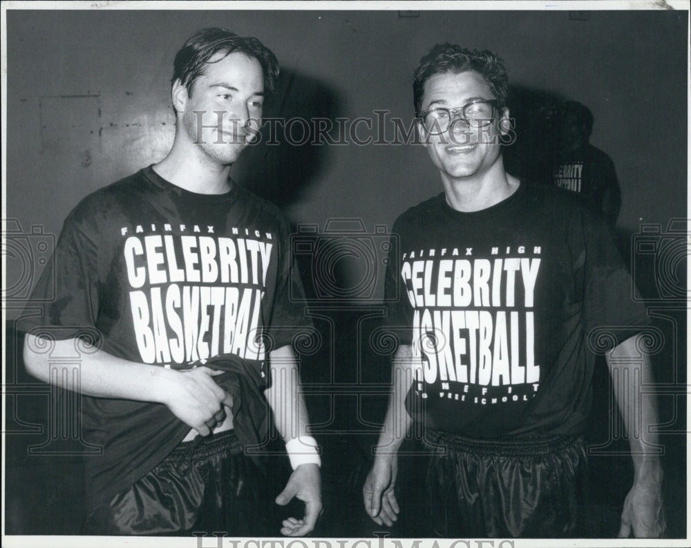 1990 Rob Lowe Keanu Reeves of Fairfax High Celebrety Basketball-Historic Images