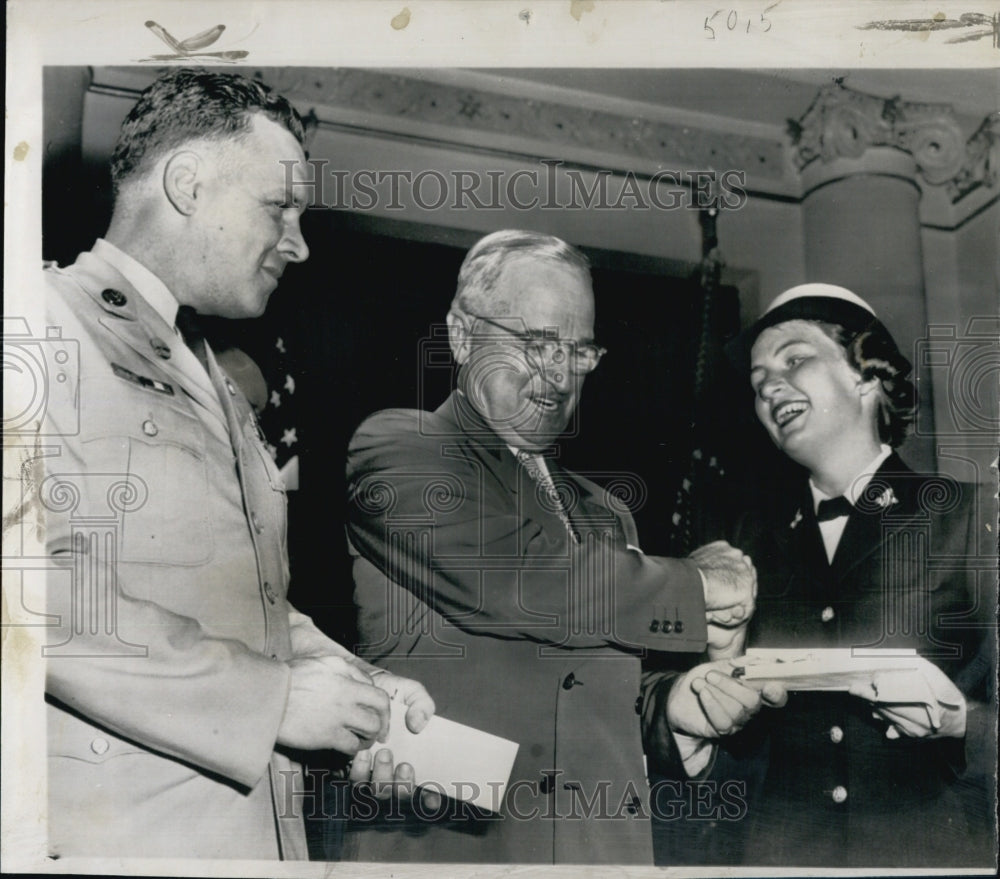 1951 Irving Wait, Pres. Truman and Shirley Burns at Union Station-Historic Images