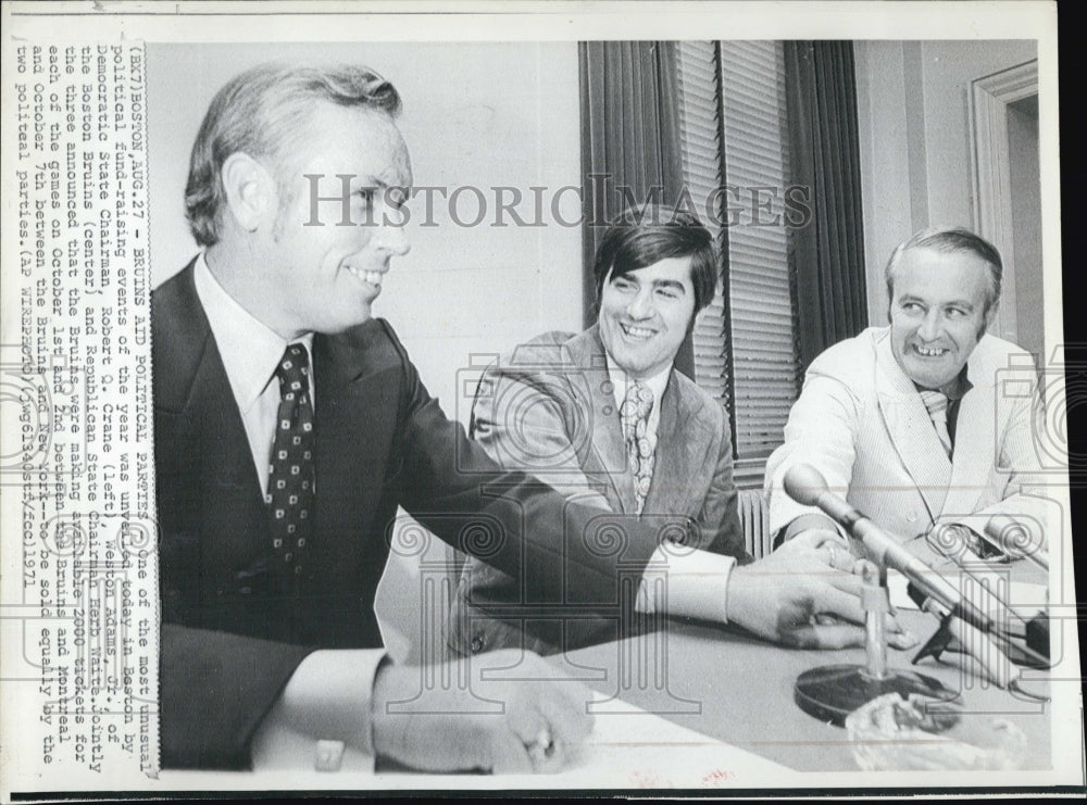 1971 Tobert Crane, Weston Adams and Herb Waite of Bruins Aid-Historic Images