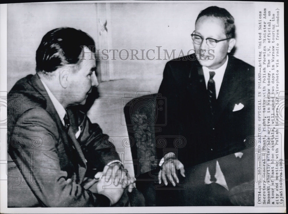 1962 U Thant And Adam Rapacki-Historic Images