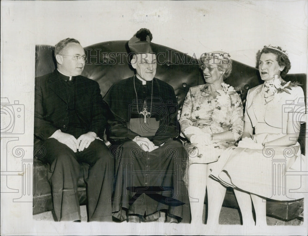 1955 Msgr. Edward Sweeney, Archbishop Cushing, Chairman Grace Obrien-Historic Images