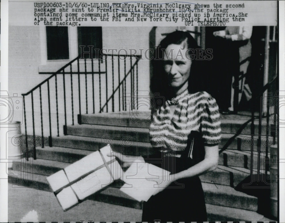 1960 Mrs. Virginia McCleary w/ package sent to Premier Nikita-Historic Images