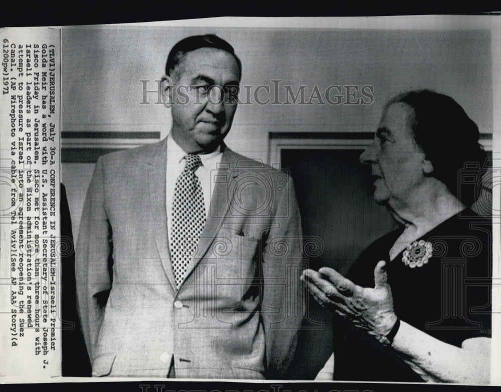 1971 Israeli Premier Golda Meir with U.S. Asst Sec.Joseph J. Sisco.-Historic Images