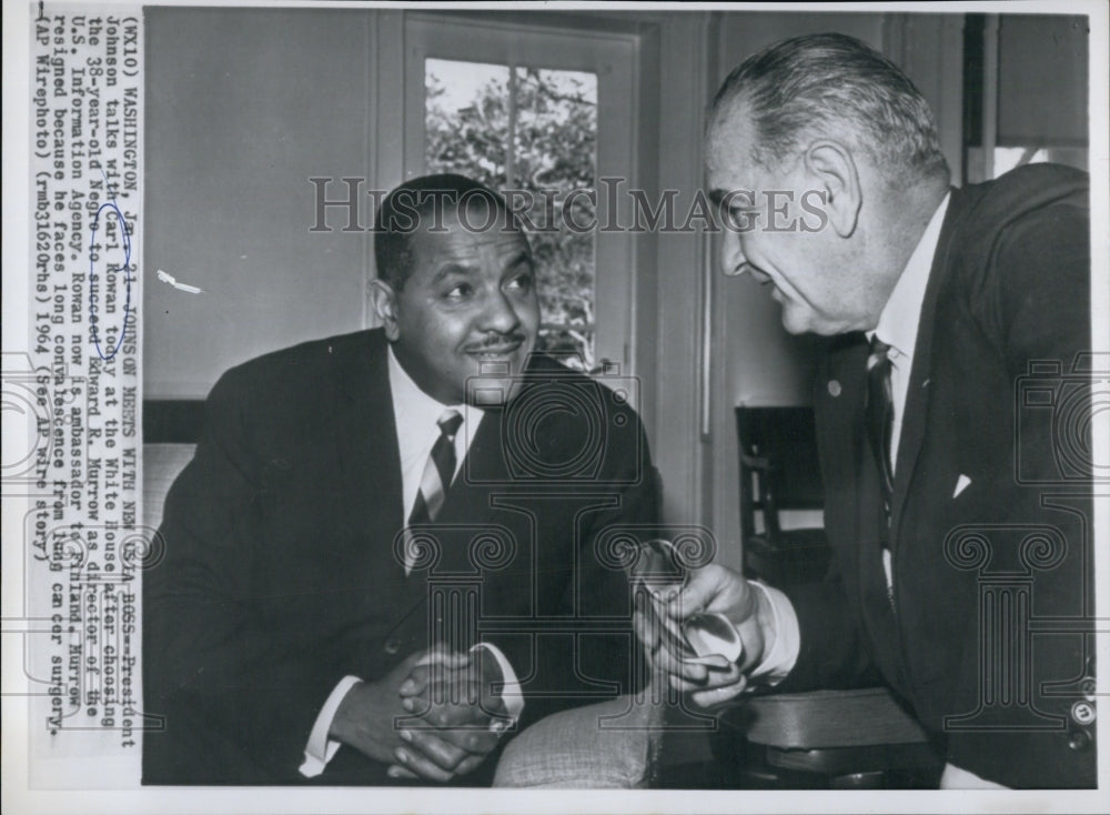 1964 President Johnson & Carl Rowan at White House & Edward Murrow-Historic Images
