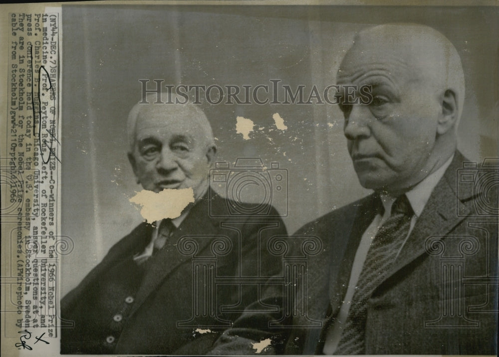 1966 Co-Winners Nobel Peace Prize Prof Peyton Rous & Prof Huggins-Historic Images