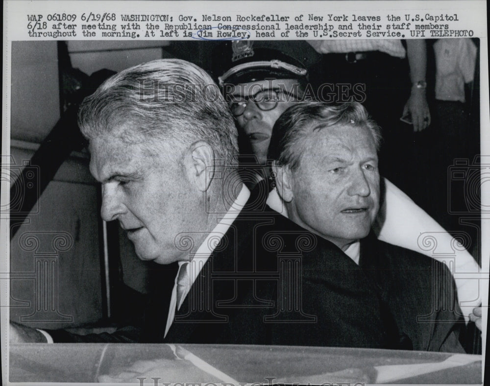 1968 Gov. Nelson Rockefeller & Jim Rowley, head of US Secret Service-Historic Images
