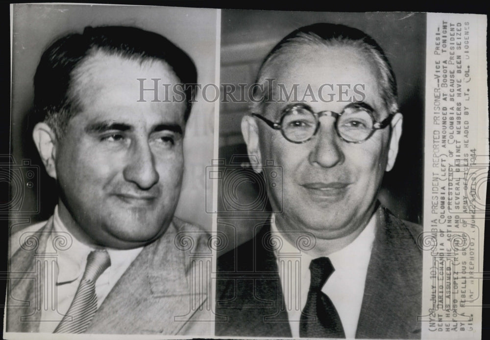 1944 Vice Pres of Columbia Dario Echandia &amp; Pres Alfonso Lopez-Historic Images